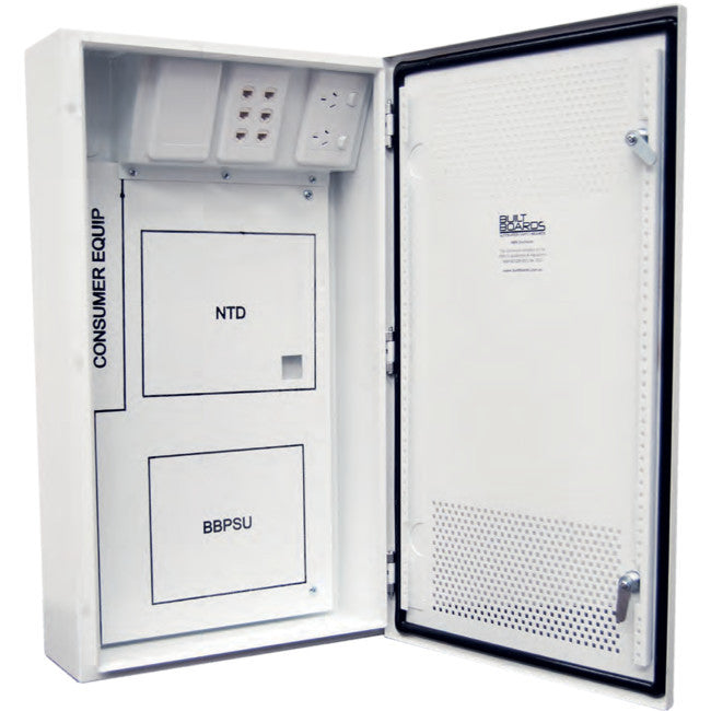 BUILT BOARDS NBN Compliant Enclosure Double Powerpoint 6 Gang  CAT6 Outlet