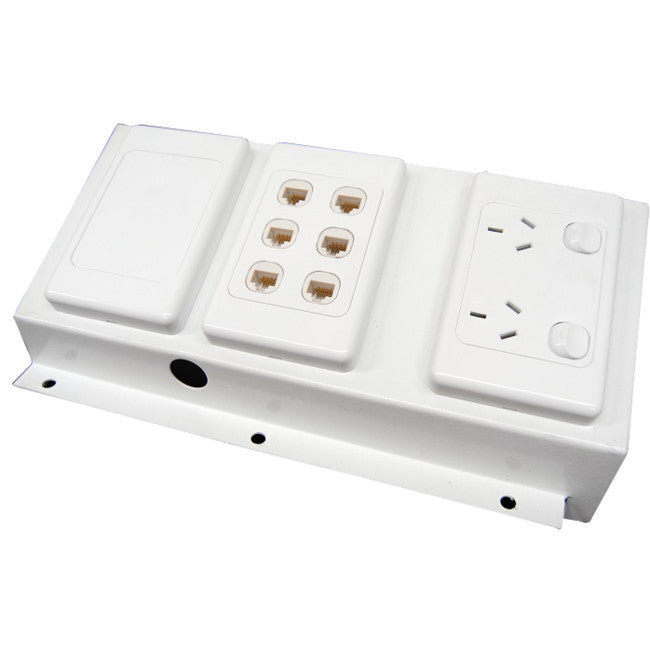 BUILT BOARDS NBN Compliant Enclosure Double Powerpoint 6 Gang  CAT6 Outlet