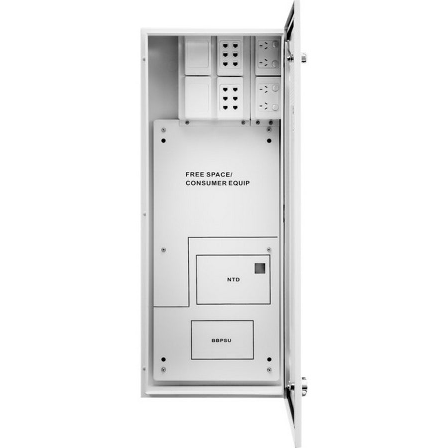 BUILT BOARDS NBN Enclosure with Vents 2x Double Power points 2CAT6 6 gang Outlet