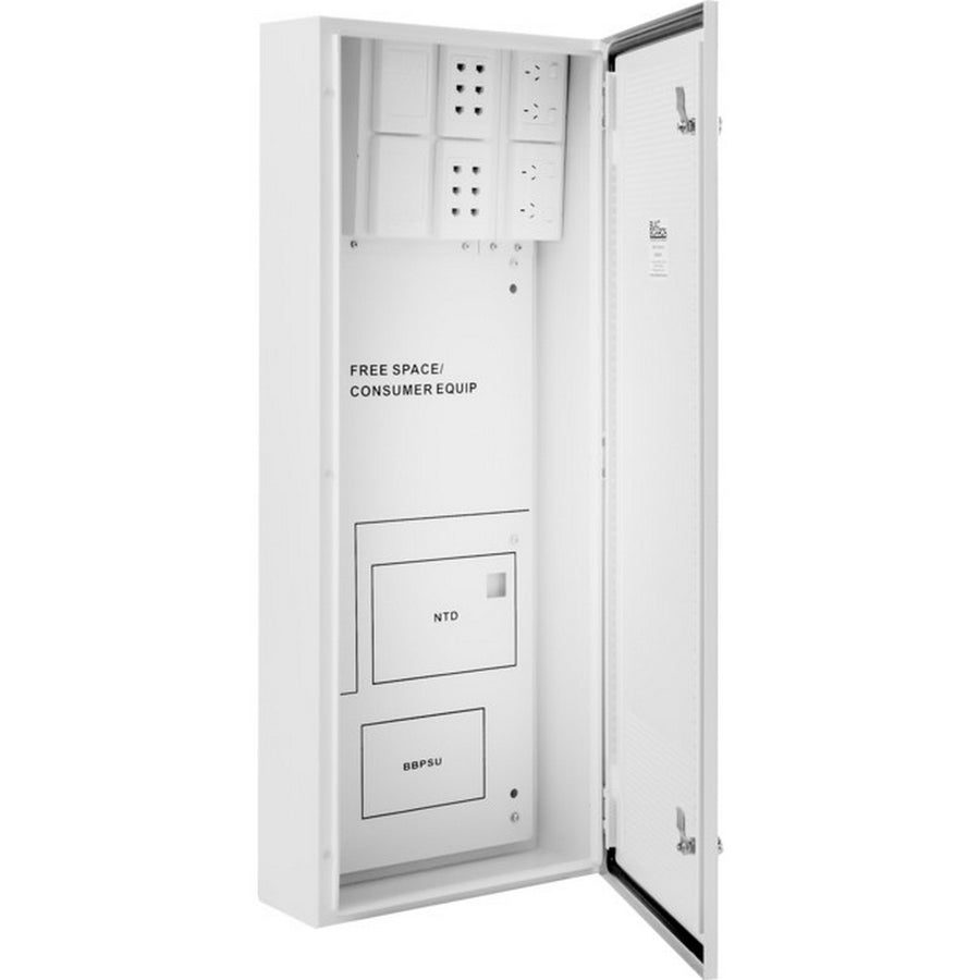 BUILT BOARDS NBN Enclosure with Vents 2x Double Power points 2CAT6 6 gang Outlet