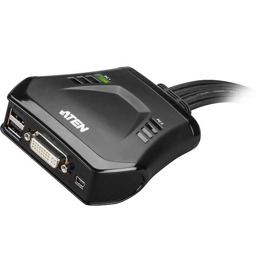 ATEN 2 Port USB DVI-D KVM Switch Selector 1.2m Cord for Desktop Applications
