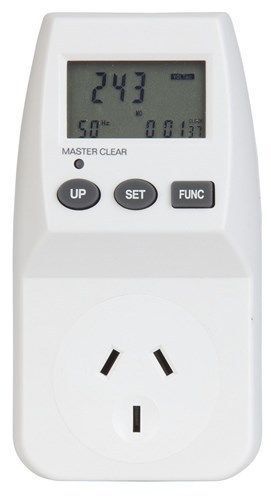 Powertech Mains Power Meter Realtime Power monitoring outlet Energy Cost meter