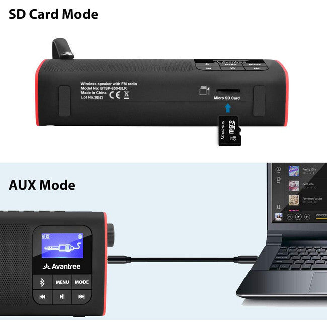 AVANTREE SP850 Rechargeable Portable LCD FM Radio with MP3 Bluetooth & SD Card