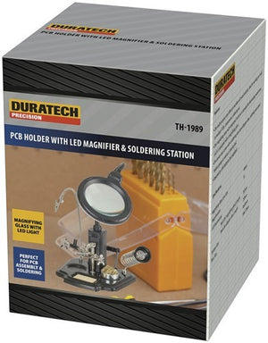 Duratech 90mm Glass Lens with Soldering Iron Stand Third Hand LED Magnifying Lamp