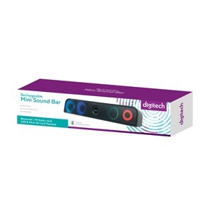 Digitech Rechargeable Mini Bluetooth Stereo Sound Bar with USB Charging Cable