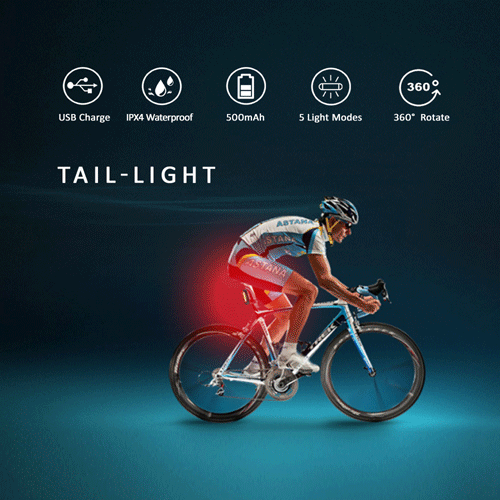 Sansai USB Rechargeable 5modes Dual color Red & White Bicycle Tail light