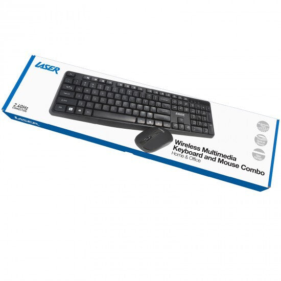 Laser Multimedia Wireless Keyboard & Mouse Combo Ultra-Slim Style Home & Office