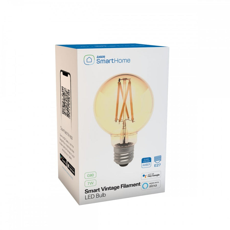 Laser Smart Filament LED Classy Bulb Amber E27 G80 Works with Alexa and Google