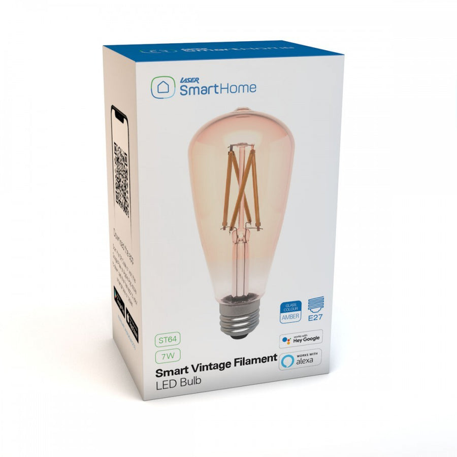 Laser Smart Antique Filament LED Bulb Amber E27 ST64 Works GoogleHome Alexa