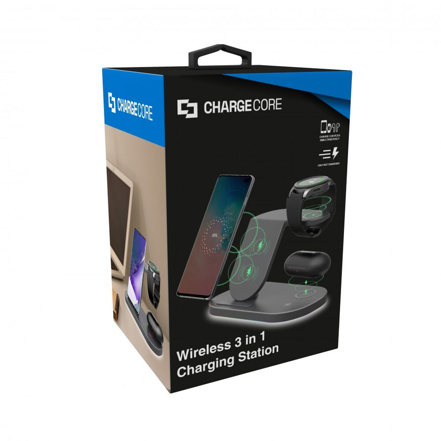 Laser Chargecore 3 in 1 Charging Station Wireless Wall Charger with USB-C Cable