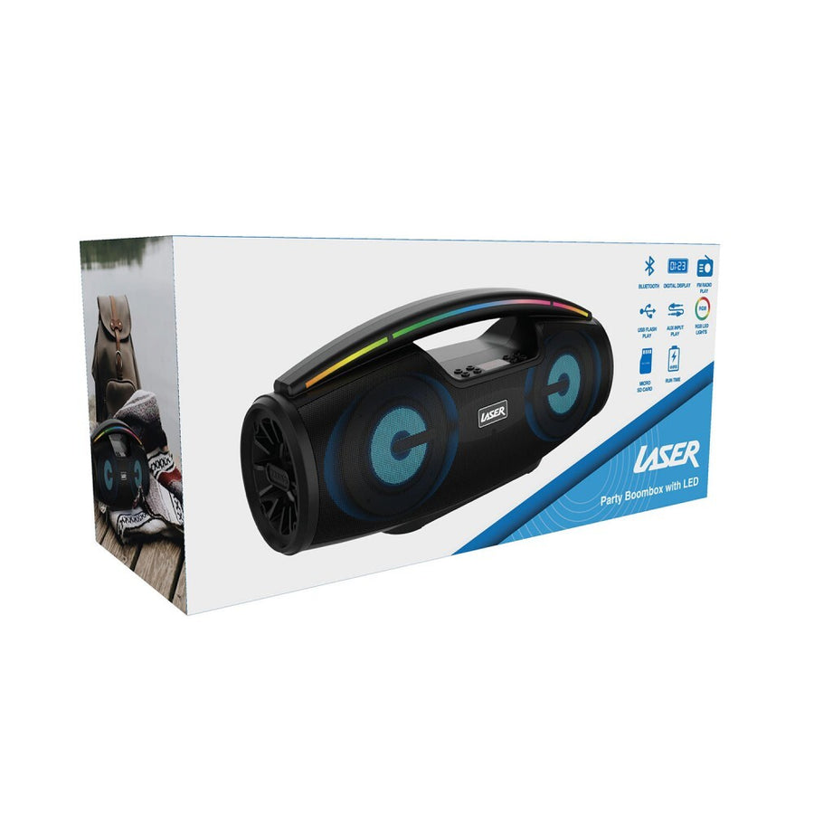Laser PartyTwin Speaker System with LED Lights USB and Rechargable Battery
