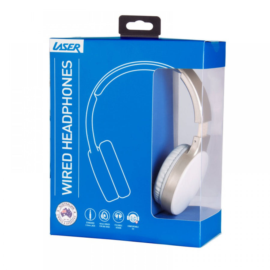 Foldable Headphones with 3.5mm Cable On-Ear Padded Design Black & Gold White