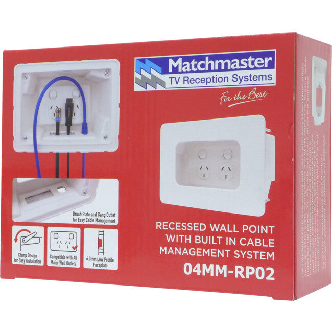 Matchmaster 04MM-RP02 Recessed Wall Plate & Brush Plate Cable Management System