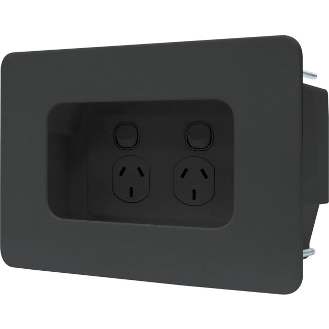 MATCHMASTER 04MM-RP03 Recessed Wall Plate with Cable Management System Black