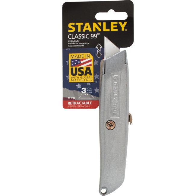 Stanely 10-099 Classic99 Retractable Knife Supplied with 3 Blades Made in USA