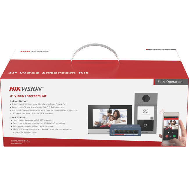 HIKVISION DS-KIS604-S 7inch Touch Screen IP Video One Call Button Intercom Kit