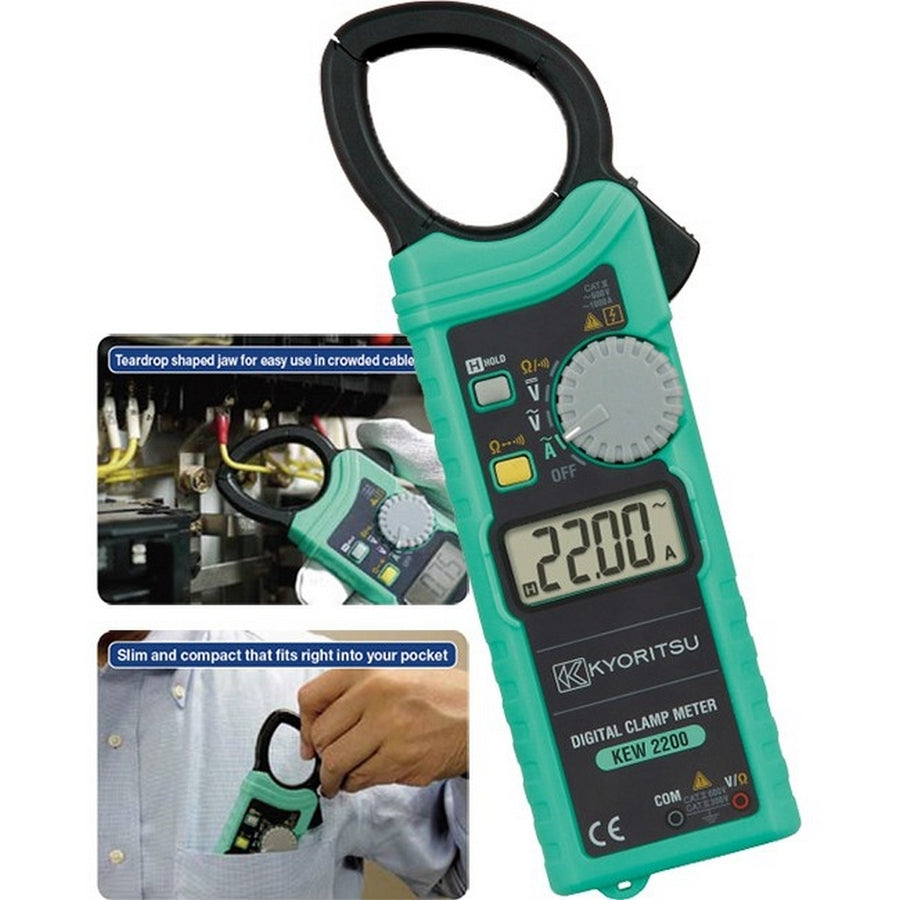 KYORITSU 2200 Ultra Slim 1000A AC CAT III 600V Digital Clamp Multimeter