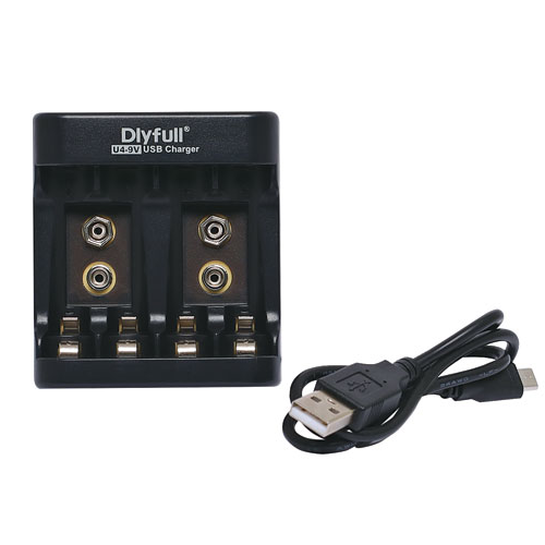 Dyfull Two 9V NiMh NiCad or Four AA-AAA USB Battery Charger