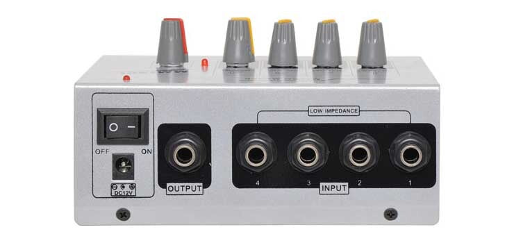 Mini Professional 4 Channel Audio Microphone Mixer with master Control