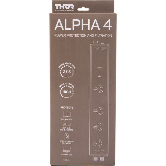 THOR Alpha 4 Way Outlet Power Filter Surge Protector with Good Filteration Black