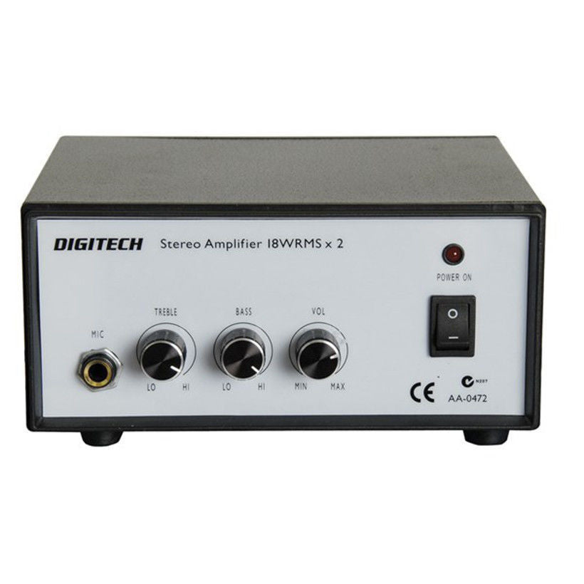 Digitech 18W Low Cost Mains Powered Stereo Amplifier for PA Amp with MIC Input