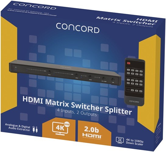 Concord 4x2 4K HDMI Matrix Splitter Remote Control Switcher Converter Type