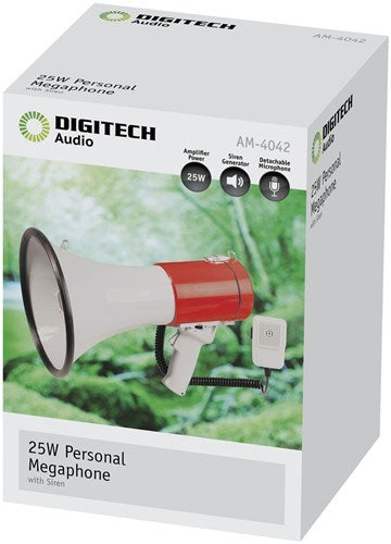 Digitech Personal 25W Detachable Megaphone with Siren Generator Shoulder Strap