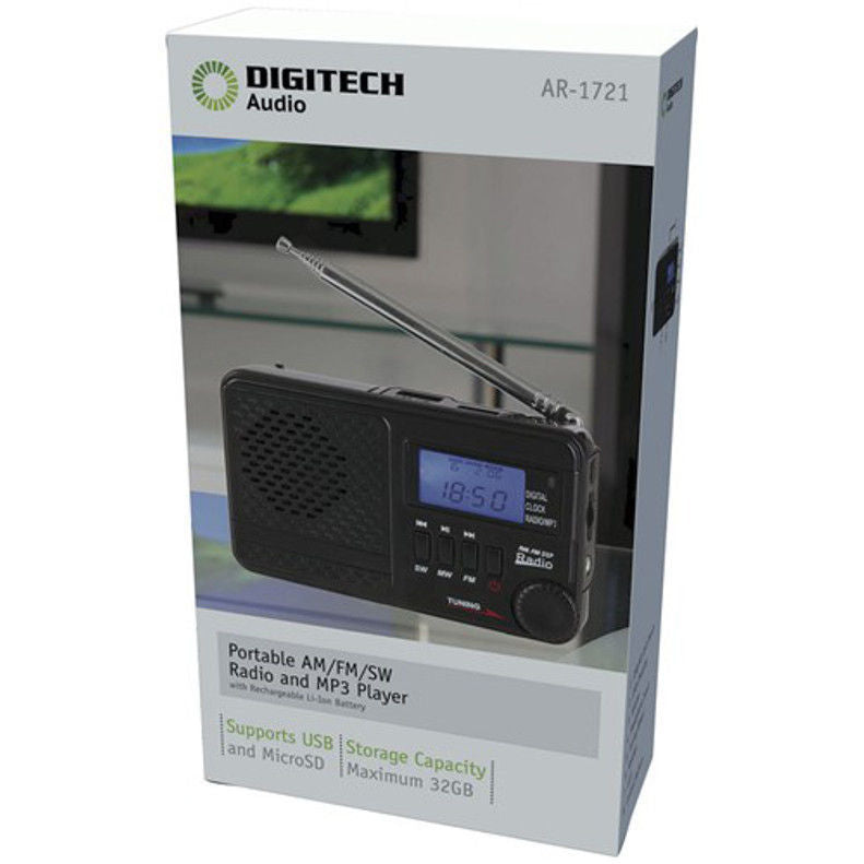 Digitech AM FM SW Rechargeable 32GB Radio with MP3 Supports USB Flash Drive