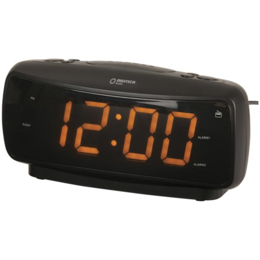 Digitech Large-Digit Alarm Clock with AM FM Radio Amber Dual Alarm Snooze Function