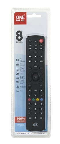 Universal 8 Device Remote Control including TV Pay TV Satellite DVB-T Blu-ray players