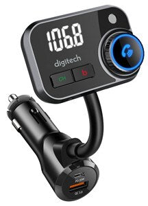 Digitech FM Transmitter with Bluetooth USB C PD 20W and Quick Charge 3.0 USB