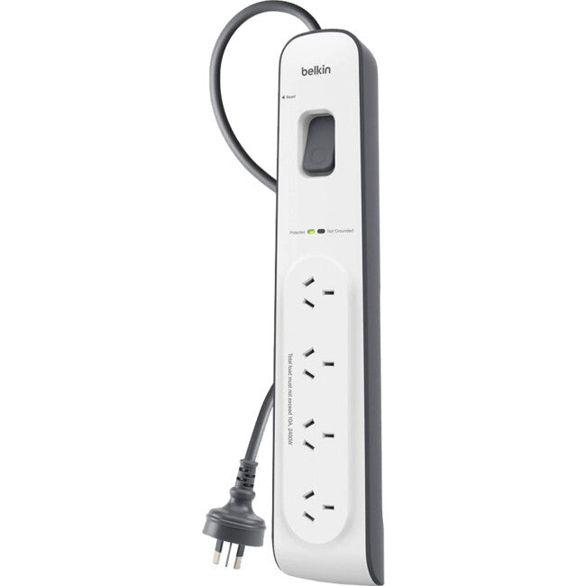 BELKIN 4Way Power Board Surge Protection Strip with Master Switch 2m Cord