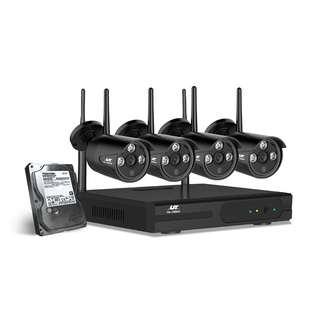 UL-tech Wireless CCTV Security System 8CH NVR 3MP 4 Bullet Cameras 1TB ...
