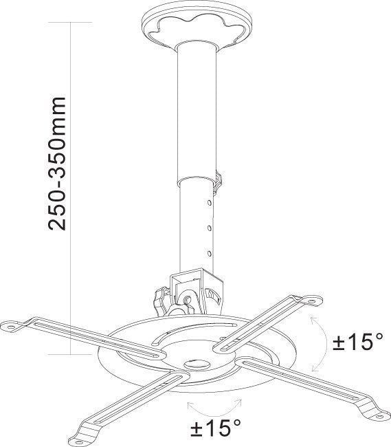 DOSS 10kg Compatible Ceiling Projector Bracket 15 Degree Tilt Fully Adjustable