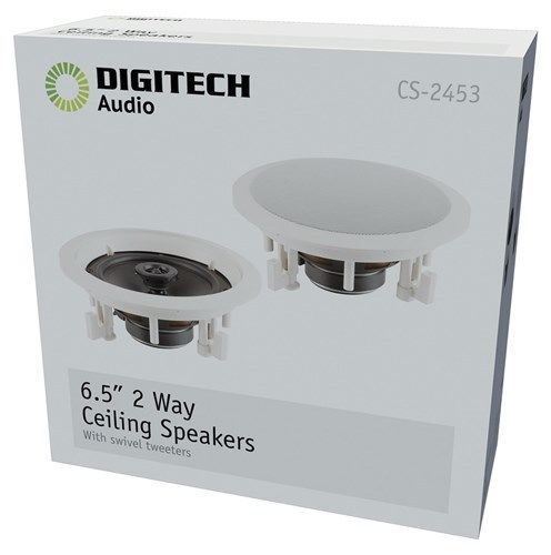 In-Ceiling 2 Way 6.5 inch Speaker with Swivel Tweeter pair