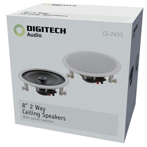 DIGITECH In-Ceiling 2 Way 8 inch Speaker with Swivel Tweeter pair