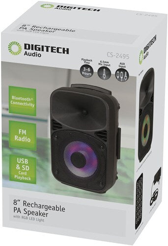 Digitech 8 Inch Rechargeable PA Speaker with Bluetooth Technology