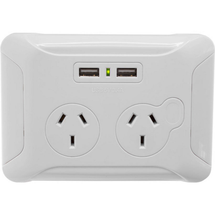 EVERSURE Clip Over Wall Plate with  2 Port USB 3.4A & 2GPO Sensor Night Light