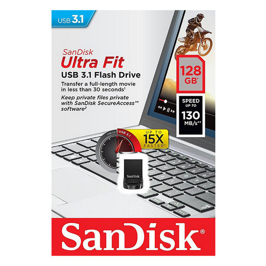 SanDisk Ultra Fit USB3.1 Flash Drive 128GB Storage Capacity