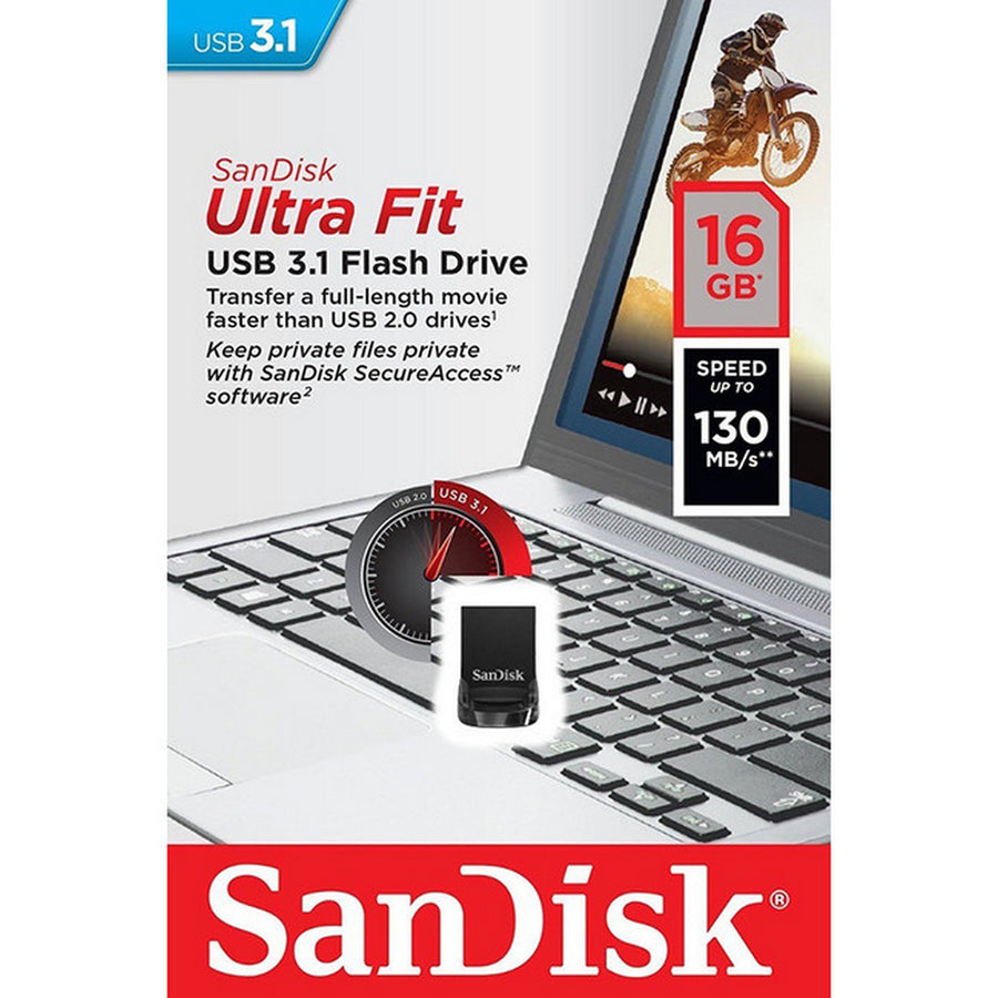 SanDisk Ultra Fit USB3.1 Flash Drive 16GB Storage Capacity