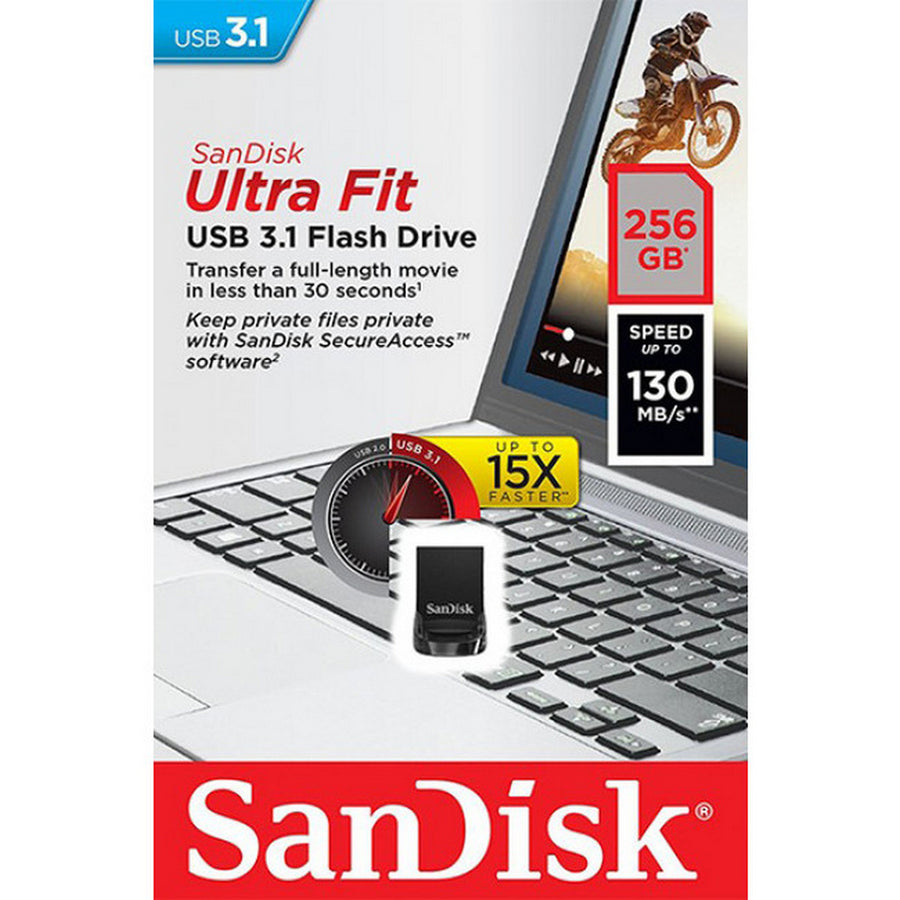 SanDisk Ultra Fit USB3.1 Flash Drive 256GB Stotage Capacity