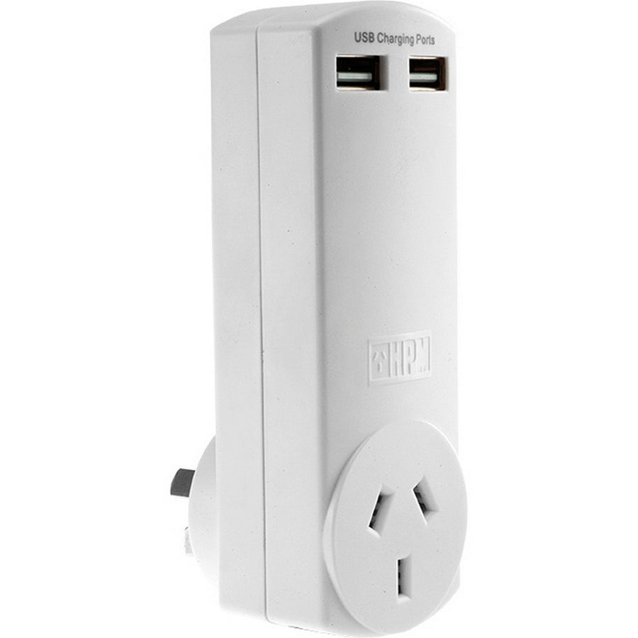 HPM World Travel Pack 2 x USB Charger 4.2A & USA EU UK Travel Adaptor