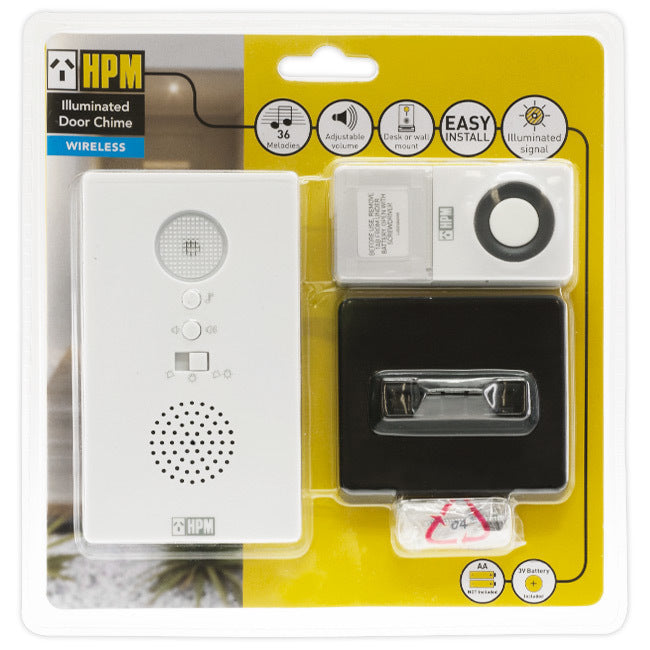 HPM Battery Wireless Door Chime With LED Flashing Indicator Upto 100m Range