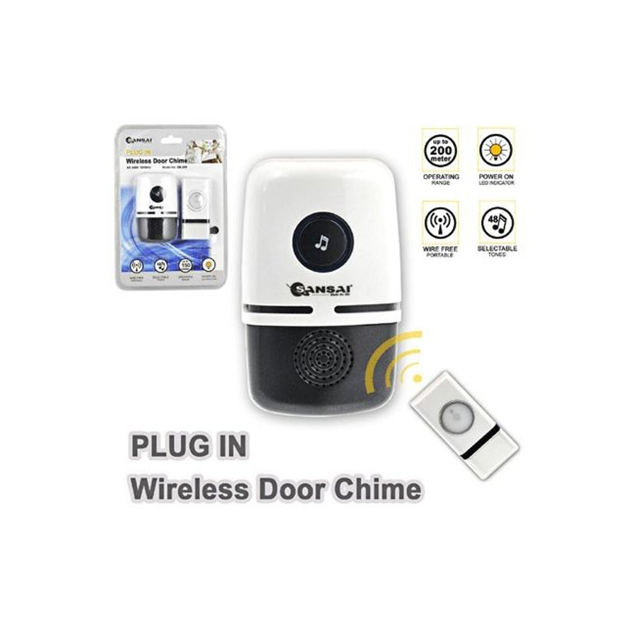 Sansai AC Plug in Wireless Door Chime 48 Tunes Operating Range up to 150 m