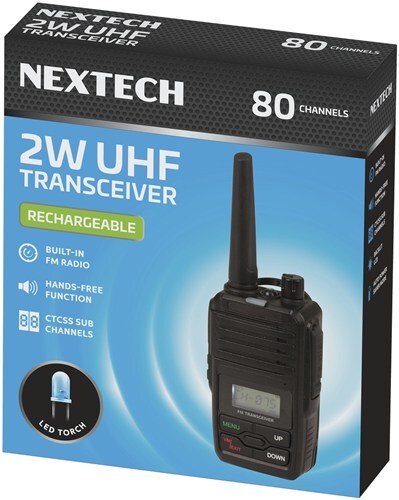 Nextech 2W UHF advanced 80 channel Rechargeable FM Radio Transceiver 476MHz Band