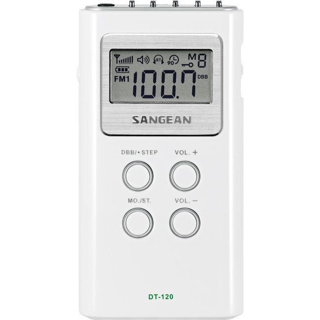 SANGEAN DT-120 FM AM Radio Pocket Size with Earphones Pll Synthesized White