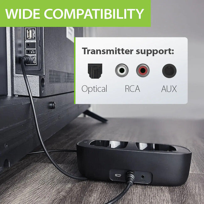 AVANTREE Wireless TV Headphones with 2in1 Charging Base & Bluetooth Transmitter