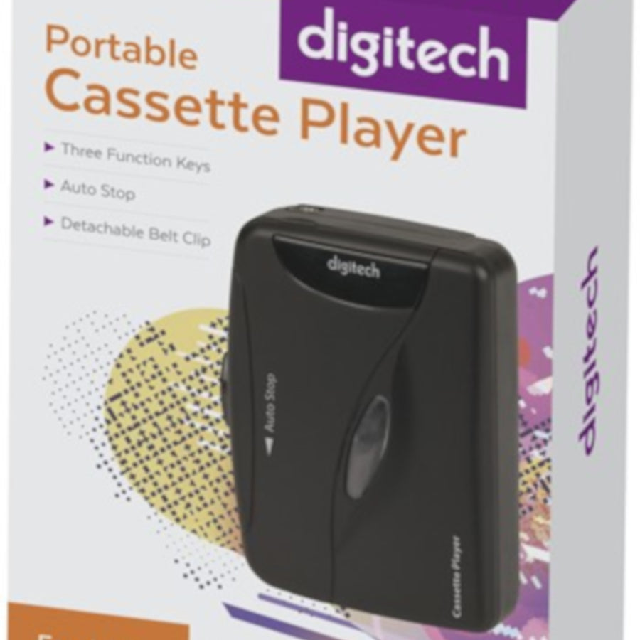 Digitech Portable Cassette Player with Earphones Battery Power Detachable Belt