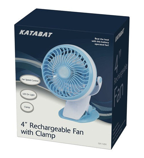 Katabat Mini Portable 4 Inch Compact Rechargeable Fan with Clamp Mount