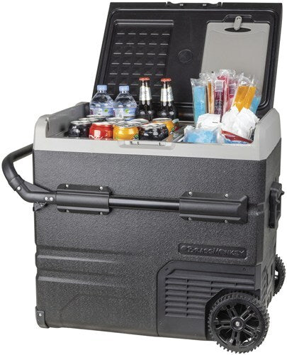 Brass Monkey 55L Portable Dual Zone Fridge and Freezer plus Handles Wheels
